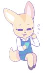  2018 3_fingers :3 aggretsuko anthro big_tail black_clothing black_footwear black_nose black_shoes blue_bottomwear blue_clothing blue_skirt blue_topwear blue_vest blush blush_lines bodily_fluids bottomwear business_attire business_suit businesswear canid canine cellphone clothing colored electronics eyebrows eyelashes eyes_closed female fennec_fox fenneko fingers footwear fox fur graskip hi_res holding_cellphone holding_object holding_phone holding_smartphone looking_at_smartphone looking_down mammal open_mouth phone sanrio shaded shirt shoes simple_background sitting skirt smartphone solo suit sweat sweatdrop tail tan_body tan_fur topwear true_fox vest white_background white_clothing white_shirt white_topwear 