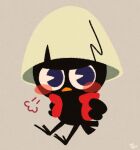  angry avian beak bird black_body blush blush_stickers calimero calimero_(character) chick chicken clothing eggshell galliform gallus_(genus) headgear headwear hyeing02 looking_at_viewer male phasianid red_clothing red_topwear red_vest simple_background tail topwear vest 