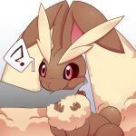 ambiguous_gender anthro blush brown_body brown_fur fur generation_4_pokemon hi_res lagomorph leporid lopunny mammal nintendo petting pink_eyes pokemon pokemon_(species) psibunny puffed_cheeks rabbit solo