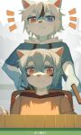  anthro biped blue_body blue_eyes blue_fur canid canine canis countershade_fur countershading duo fur heterochromia hi_res kemono looking_at_viewer male mammal orange_eyes toye2004 white_body white_countershading white_fur wolf 
