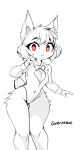  absurd_res anthro baozi_(diives) black_and_white clothed clothing contritenut digital_media_(artwork) female fur hi_res looking_at_viewer monochrome playboy_outfit signature simple_background solo white_background xingzuo_temple 