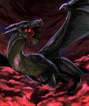  ambiguous_gender capcom claws dragon elder_dragon fatalis feral horn membranous_wings monster_hunter open_mouth reptile scales scalie simple_background solo spikes tongue video_games wildragon wings yellow_eyes 