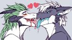  &lt;3 anthro dragon duo french_kissing horn kemono kissing male male/male saliva scalie tongue yin_fish 