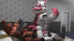  animatronic anthro bed bedroom bedroom_sex big_dom_small_sub canid canine claws dominant duo five_nights_at_freddy&#039;s five_nights_at_freddy&#039;s_4 fox foxofnightmares funtime_foxy_(fnaf) furniture hi_res humanoid machine male male/male mammal nightmare_foxy_(fnaf) penetration penile penile_penetration pink_body red_body robot satisfied_look scottgames sharp_teeth sister_location size_difference tail teeth white_body yellow_eyes 