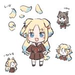  2girls :3 animal_ears blonde_hair blue_eyes blue_hair brown_dress brown_hair cat_ears cat_girl cat_tail chibi chibi_only closed_mouth colored_tips commentary_request dog_ears dog_girl dog_tail dress fang flower fujishima_megumi hair_flower hair_ornament hasu_no_sora_school_uniform highres kemonomimi_mode light_blue_hair link!_like!_love_live! long_hair long_sleeves looking_at_viewer love_live! medium_dress mr_frog716 multicolored_hair multiple_girls multiple_views neckerchief open_mouth osawa_rurino parted_bangs pink_flower pleated_dress purple_eyes red_neckerchief sailor_collar sailor_dress school_uniform skin_fang tail translation_request twintails two_side_up v-shaped_eyebrows virtual_youtuber white_sailor_collar winter_uniform |_| 