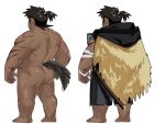  1boy ass bara character_request dark-skinned_male dark_skin dog_tail dyzd1 facing_away from_behind full_body highres male_focus muscular muscular_male reference_sheet scar standing tail tamacolle translation_request variations 