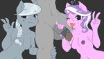  2017 animal_genitalia animal_penis anthro anthrofied areola atane27 balls braided_hair breasts diamond_tiara_(mlp) earth_pony equine faceless_male female friendship_is_magic group hair horse humanoid_penis looking_at_viewer male male/female mammal multicolored_hair my_little_pony navel nipples nude one_eye_closed penis pony silver_spoon_(mlp) simple_background tongue tongue_out two_tone_hair v_sign vein 