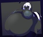  abstract_background abyss_ghospe antennae_(anatomy) anthro areola arthropod bangs bee belly big_belly big_breasts big_butt black_body black_sclera black_skin breasts butt clothing female grey_body grey_skin hair hi_res huge_belly huge_breasts huge_butt hymenopteran hyper hyper_belly insect legwear navel nipples obese overweight puffy_areola puffy_nipples solo solo_focus stinger thick_thighs thigh_highs tongue tongue_out white_hair 