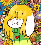  &lt;3 2016 anthro asriel_dreemurr blonde_hair boss_monster caprine clothing cub cute fur goat hair hair_over_eyes jewelry long_ears mammal mudkipful necklace simple_background sweater undertale video_games white_background white_fur young 