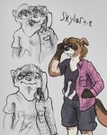  artie canine clothing dog female ferret fusion male mammal merging multi_head mustelid shirt shorts simple_background skyler the-b3ing transformation 