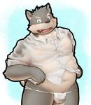  canine clothing dog fundoshi japanese_clothing male mammal moritaka shirt slightly_chubby solo tokyo_afterschool_summoners underwear wet wet_shirt 