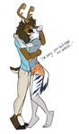  anthro antlers cervine clothed clothing deer duo english_text feline horn hug male male/male mammal sketch standing tears teil text 