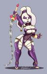  absurd_res anthro armor big_breasts boots breasts buckteeth clothing cosplay evening_gloves female floppy_ears footwear fur hex:_shards_of_fate hi_res highleg highleg_panties ivy_valentine lagomorph legwear leporid lipstick makeup mammal purple_lipstick rabbit red_eyes signature solo soul_calibur teeth thigh_boots thigh_highs unconvincing_armor wayesh whip_sword white_body white_fur yuka_(hex:_shards_of_fate) 