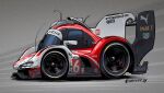  2024 artist_name car english_commentary from_side grey_background le_mans_prototype michelin michelin_man mobil1 motion_blur motor_vehicle nitrouzzz no_humans porsche porsche_963 puma_(brand) race_vehicle racecar radio_antenna shadow spoiler_(automobile) sponsor vehicle_focus 