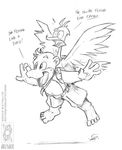  ambiguous_gender annoyed anthro avian backpack banjo-kazooie banjo_(banjo-kazooie) bear bird conditional_dnp dialogue duo english_text feathered_wings feathers jollyjack kazooie male mammal monochrome open_mouth text video_games wings 