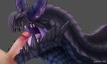  ambiguous_gender black_scales blown-ego capcom duo eyeless gore_magala horn human male mammal monster_hunter open_mouth penis scales tongue video_games 