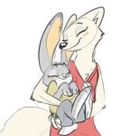  arctic_fox blush canine carrying chest_tuft clothed clothing cute disney duo female fox judy_hopps lagomorph mammal nobody_(artist) rabbit size_difference skye_(zootopia) smile tuft zootopia 