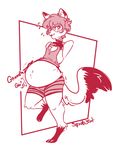  anthro belly big_belly bloated canine digestion eyewear female fox fur glasses hair mammal monochrome squidbiscuit 