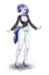 2016 5_fingers anthro anthrofied bare_legs bedroom_eyes biped black_clothing black_coat black_footwear black_high_heels black_suit black_tie_(suit) black_topwear blue_eyes blue_eyeshadow bow_(feature) bow_tie breasts button_(fastener) clothed clothing coat colored_nails contact_onomatopoeia cutie_mark dance_shoes dancewear dancing emanata equid equine eyebrows eyelashes eyeshadow female fingernails fingers fluffy fluffy_tail footwear friendship_is_magic frilly frilly_clothing frilly_panties frilly_underwear fur glistening glistening_clothing glistening_footwear glistening_high_heels grin grinning_at_viewer hair half-closed_eyes hasbro high_heels horn humanoid_hands impact_lines impact_onomatopoeia lips lipstick looking_at_viewer makeup mammal my_little_pony mythological_creature mythological_equine mythology nails narrowed_eyes onomatopoeia panties pia-sama pose purple_bow_tie purple_fingernails purple_hair purple_nail_polish purple_nails purple_tail rarity_(mlp) red_lipstick seductive shirt shirt_cuffs shoes simple_background slim small_waist smile smiling_at_viewer solo sound_effects standing stiletto_heels suit tail tailcoat tap_dancing tap_shoes tapping tapping_foot text topwear underwear unicorn white_background white_body white_clothing white_fur white_horn white_panties white_shirt white_topwear white_underwear