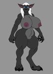  2017 anthro areola big_breasts blue_eyes breasts canine claws fangs female hair invalid_tag karnator_(artist) looking_at_viewer mammal navel nipples nude pussy smile solo teeth video_games warcraft were werewolf white_hair worgen 