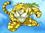  anthro big_pecs bulge feline magan male mammal muscular pecs solo tiger tokyo_afterschool_summoners 