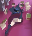  ass blue_hair book boots clumsy dojikko dress falling from_behind full_body haruyama_kazunori hat high_heel_boots high_heels knee_boots kneehighs little_witch_academia long_hair lying outstretched_arms panties pantyshot pantyshot_(lying) solo underwear ursula_charistes white_panties witch_hat 