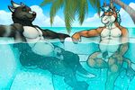  animal_genitalia balls donkey duo equine eyewear glasses hot_tub male mammal nude outside palm_tree romantic_couple sheath slightly_chubby tree tsaiwolf water yuuryuu 