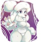  abstract_background actionbastardvirginblstr alpha_channel anthro blue_eyes breasts canine dog female fur hair hairband mammal naturally_censored nipple_bulge nude pawpads poodle solo white_fur white_hair 
