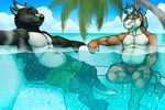  bulge clothed clothing donkey equine eyewear glasses hot_tub jockstrap male mammal outside palm_tree romantic_couple slightly_chubby swimsuit topless tree tsaiwolf underwear water yuuryuu 