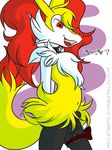  alpha_channel animal_genitalia anthro balls braixen canine choker cute_fangs dialogue english_text fully_sheathed garter inner_ear_fluff kurama_the_braixen looking_at_viewer male mammal mrpandragon nintendo open_mouth pok&eacute;mon pseudo_clothing sheath simple_background smile smug solo standing talking_to_viewer text transparent_background video_games 