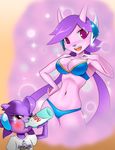  2017 anthro bikini breasts chacrawarrior clothed clothing dragon drinking eastern_dragon female freedom_planet freedom_planet_2 hair happy hybrid long_hair mammal midriff milk navel open_mouth pink_eyes purple_hair sash_lilac shirt skimpy sparkles swimsuit t-shirt teeth thought_bubble tongue video_games 