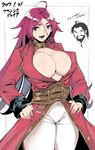  1girl 2017 breasts cleavage dated edward_teach_(fate/grand_order) fate/extra fate/grand_order fate_(series) francis_drake_(fate) hands_on_hips huge_breasts kamaboko_(ossann0125) long_hair pink_hair scarf thighs 