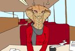  alien clothed clothing cobra coffee_mug cup digital_media_(artwork) diner edit female front_view looking_at_viewer naga oekaki reptile scalie sitting snake solo steam table unknown_artist video_games viper_(x-com) x-com 