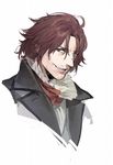  ardyn_izunia duoyuanjun facial_hair final_fantasy final_fantasy_xv highres looking_at_viewer male_focus open_mouth profile red_eyes red_hair simple_background sketch smile solo stubble upper_body white_background 