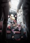  1girl black_footwear blonde_hair commentary_request fuwa_uneuchi hair_ornament highres old old_man pom_pom_(clothes) pom_pom_hair_ornament red_socks school_uniform sex shigure_ui_(vtuber) socks train translation_request virtual_youtuber 