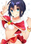  :q antenna_hair ass bikini black_hair blue_eyes christmas cross earrings highres idolmaster idolmaster_(classic) jewelry kikuchi_makoto short_hair solo suzumo70 swimsuit tongue tongue_out v 