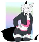 alpha_channel anthro biped bottomwear clothed clothing dorsal_fin fin fingers fish girly hair hi_res male marine munkeesgomu shark shorts solo tail tail_fin white_hair