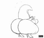 animated aquatic_dragon ass_clapping big_breasts big_butt big_ears big_tail breasts butt claws crocodilian dragon female heel_claw hi_res huge_butt hybrid hyper hyper_butt logtut marine membrane_(anatomy) monochrome nude reptile scalie seanna_(garsupial) sharp_teeth solo tail teeth twerking