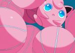  absurdres aqua_background aqua_eyes ball basketball_(object) commentary highres jigglypuff no_humans odd_one_out open_mouth pokemon pokemon_(creature) saiku_(zvlku) solo sweatdrop 