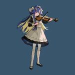  17antares 1girl apron black_dress black_footwear black_hairband blonde_hair blue_background blue_eyes blue_hair bow_(music) closed_mouth colored_inner_hair dress frilled_apron frills full_body hair_intakes hair_ornament hairband holding holding_bow_(music) holding_instrument holding_violin instrument juliet_sleeves long_hair long_sleeves looking_to_the_side mary_janes multicolored_hair music pantyhose pixel_art playing_instrument puffy_sleeves reverse:1999 school_uniform shoes short_dress smile solo soviet_school_uniform standing star_(symbol) star_hair_ornament starry_sky_print violin voyager_(reverse:1999) white_apron white_pantyhose 