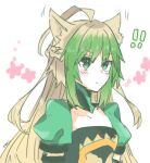  ! !! 1girl ahoge animal_ears atalanta_(fate) blonde_hair braid closed_mouth dress fate/apocrypha fate_(series) gradient_hair green_dress green_eyes green_hair mikan_tabetai multicolored_hair sidelocks simple_background solo upper_body white_background 