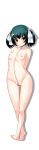  1girl absurdres alpha_transparency arms_behind_back ass_visible_through_thighs bosshi breasts cameltoe collar full_body green_hair hair_ribbon highres navel nipples orange_eyes original petite ribbon small_breasts smile solo tagme transparent_background twintails variant_set white_collar yu_(bosshi) 