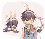  1boy 1girl animal_ears blue_eyes blue_hair blush choker chrom_(fire_emblem) chrom_(spring)_(fire_emblem) fake_animal_ears father_and_daughter fire_emblem fire_emblem_awakening fire_emblem_heroes gloves hair_between_eyes heart lowres lucina_(fire_emblem) lucina_(spring)_(fire_emblem) mgomurainu open_mouth rabbit_ears star-shaped_pupils star_(symbol) symbol-shaped_pupils white_gloves 