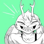 1:1 2020 2_horns anthro bra bra_strap clothed clothed_anthro clothed_female clothing digital_drawing_(artwork) digital_media_(artwork) eyebrows fantem_(fantem) female female_anthro floppy_ears front_view green_background hair horn lagomorph lop_ears mammal off_shoulder partially_colored possumcrimes reaction_image shaded simple_background solo underwear wings wolpertinger