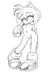 accessory amy_rose anthro breasts clothing eulipotyphlan eyelashes eyes_closed female footwear genitals gloves hair_accessory hairband handwear hedgehog hi_res hyoumaru mammal monochrome mostly_nude navel nipples pussy sega shoes smile socks solo sonic_the_hedgehog_(series) standing