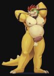 anthro balls belly bowser chubby_cheeks chubby_male erection freakdan1el genitals hair hi_res horn koopa male mario mario_bros nintendo nude nude_male overweight overweight_male penis scalie solo spikes