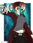  anthro clothed clothing dtalvi ear_piercing facial_piercing feline female gun mammal nose_piercing piercing ranged_weapon smile solo standing weapon 