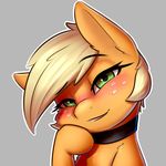  applejack_(mlp) bedroom_eyes blonde_hair blush captainpudgemuffin collar equine feral freckles friendship_is_magic fur green_eyes hair half-closed_eyes looking_at_viewer mammal my_little_pony orange_fur safe seductive 