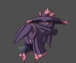  2016 anthro anthrofied bellanette blush breasts butt clothed clothing fan_character female grey_background hair hat latiar legs_up long_hair looking_at_viewer mismagius nintendo orange_eyes pok&eacute;mon pok&eacute;morph purple_hair purple_skin simple_background smile solo underwear video_games yellow_sclera 