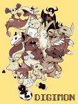  absurdres agumon bear beetalerry betamon botamon devimon digimon digimon_(creature) digitama egg fangs greymon highres koromon looking_at_viewer mamemon meramon metalgreymon_(virus) monzaemon numemon open_mouth poop red_eyes seadramon sharp_teeth simple_background teeth tyranomon 